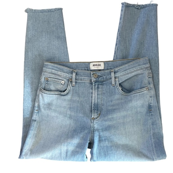 Agolde Sophie Mid-Rise Crop Blue Denim Jean. Size 28 - Picture 5 of 10